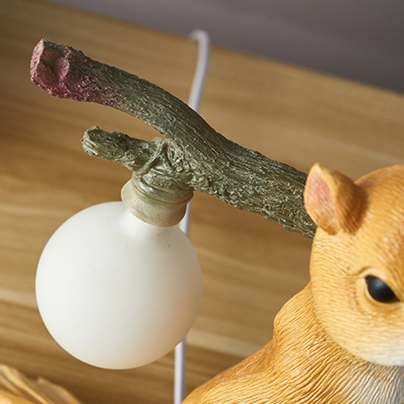 Contemporary Creative Cartoon Squirrel Resin 1-Light Table Lamp For Bedroom