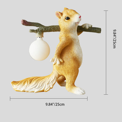 Contemporary Creative Cartoon Squirrel Resin 1-Light Table Lamp For Bedroom