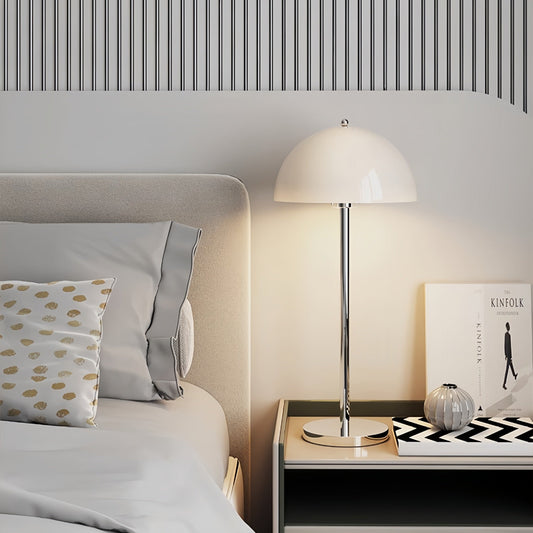 Modern Minimalist Bud Mushroom Round Semicircle Iron Acrylic 1-Light Table Lamp For Bedroom