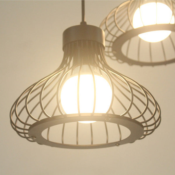 Contemporary Industrial Cone Round Iron 1/3 Light Chandelier For Dining Room