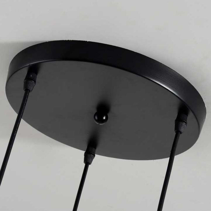 Contemporary Industrial Cone Round Iron 1/3 Light Chandelier For Dining Room