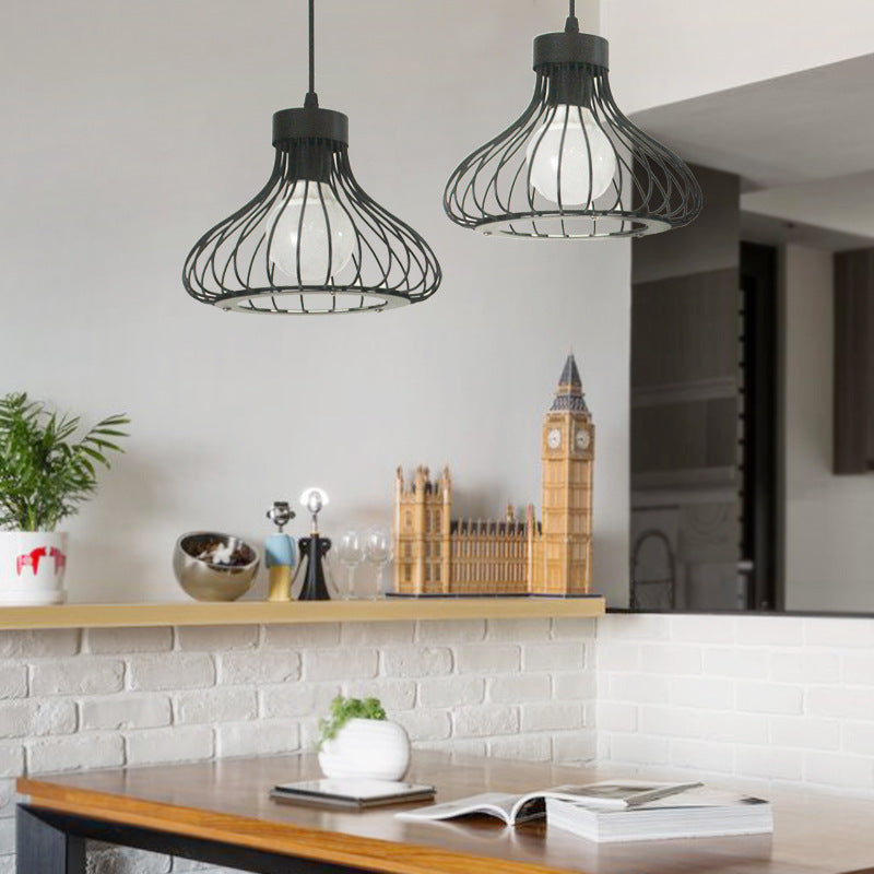 Contemporary Industrial Cone Round Iron 1/3 Light Chandelier For Dining Room