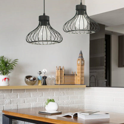 Contemporary Industrial Cone Round Iron 1/3 Light Chandelier For Dining Room