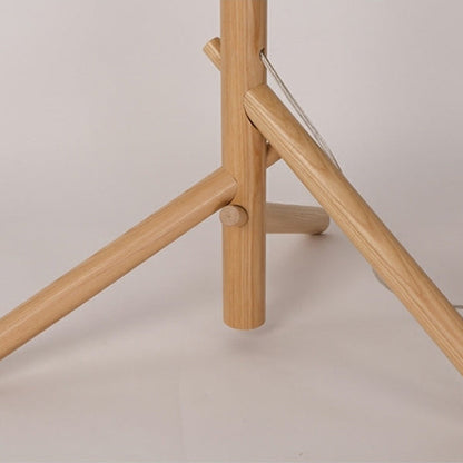 Traditional Japanese Twig Shaped Round Cylinder Wood Fabric 1-Light Standing Floor Lamp For Living Room