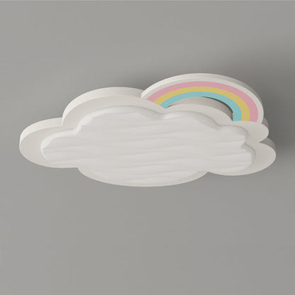 Contemporary Creative Kids Cartoon Cloud Sun Rainbow Iron Acrylic LED Flush Mount Ceiling Light For Bedroom