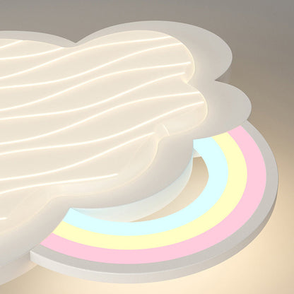 Contemporary Creative Kids Cartoon Cloud Sun Rainbow Iron Acrylic LED Flush Mount Ceiling Light For Bedroom