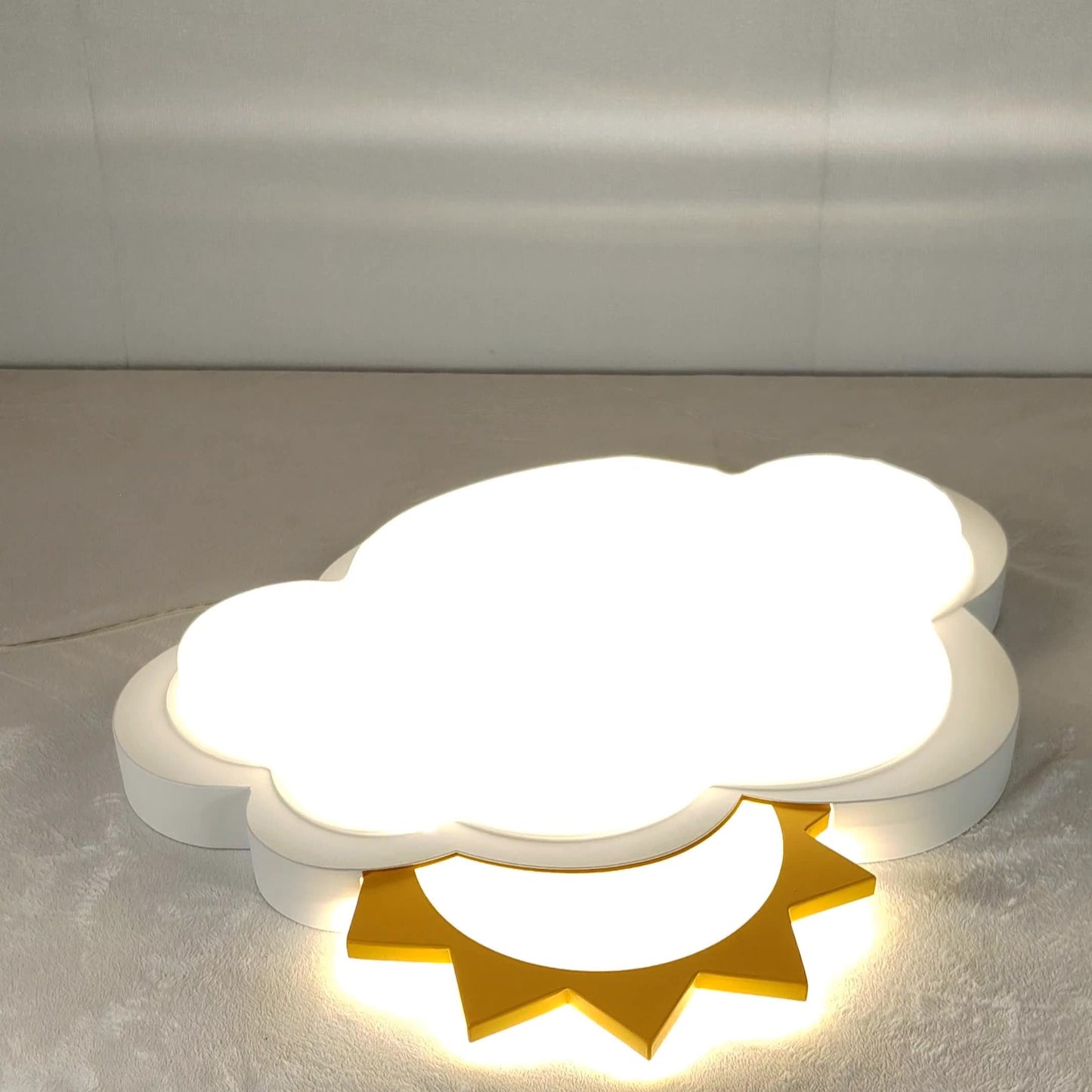 Contemporary Creative Kids Cartoon Cloud Sun Rainbow Iron Acrylic LED Flush Mount Ceiling Light For Bedroom