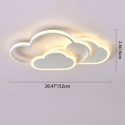 Contemporary Creative Kids Cartoon Clouds Combination Aluminum Acrylic LED Flush Mount Ceiling Light For Bedroom