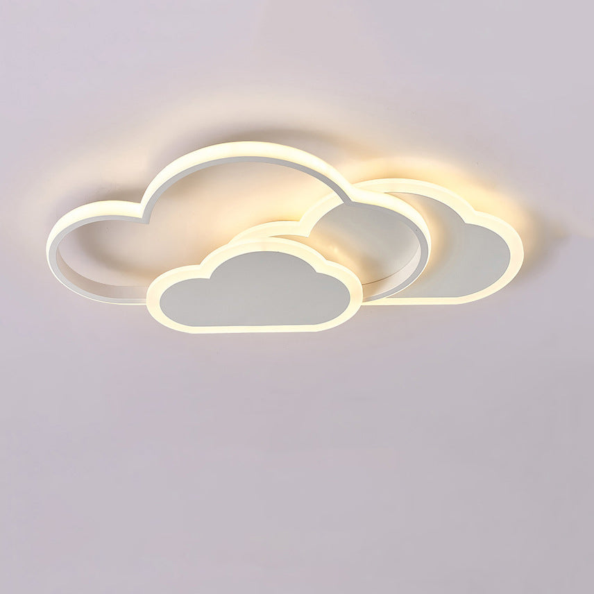 Contemporary Creative Kids Cartoon Clouds Combination Aluminum Acrylic LED Flush Mount Ceiling Light For Bedroom
