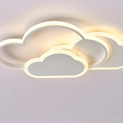 Contemporary Creative Kids Cartoon Clouds Combination Aluminum Acrylic LED Flush Mount Ceiling Light For Bedroom