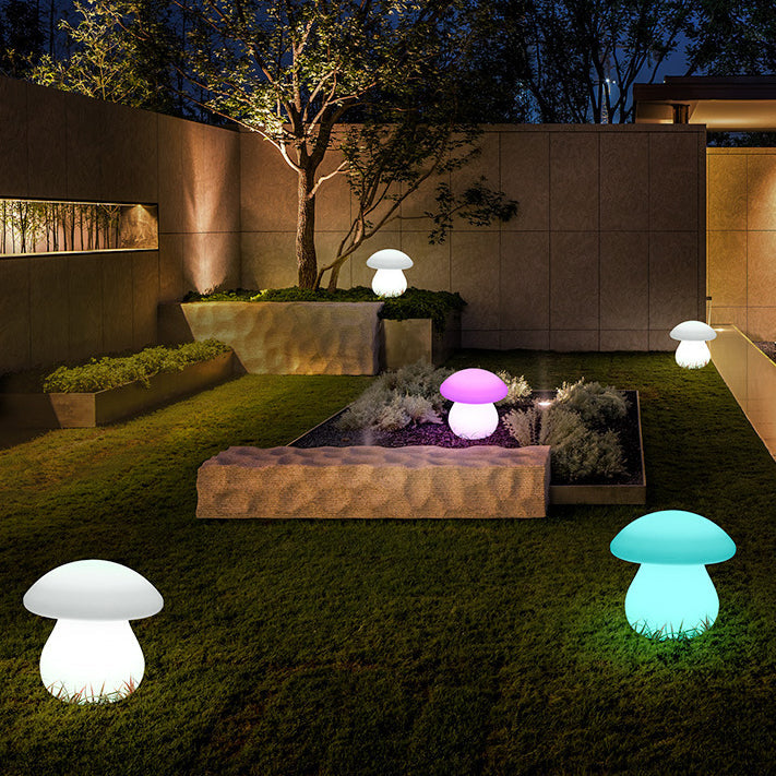 Contemporary Creative Solar Waterproof Mushroom Shape PE LED Outdoor Light For Patio