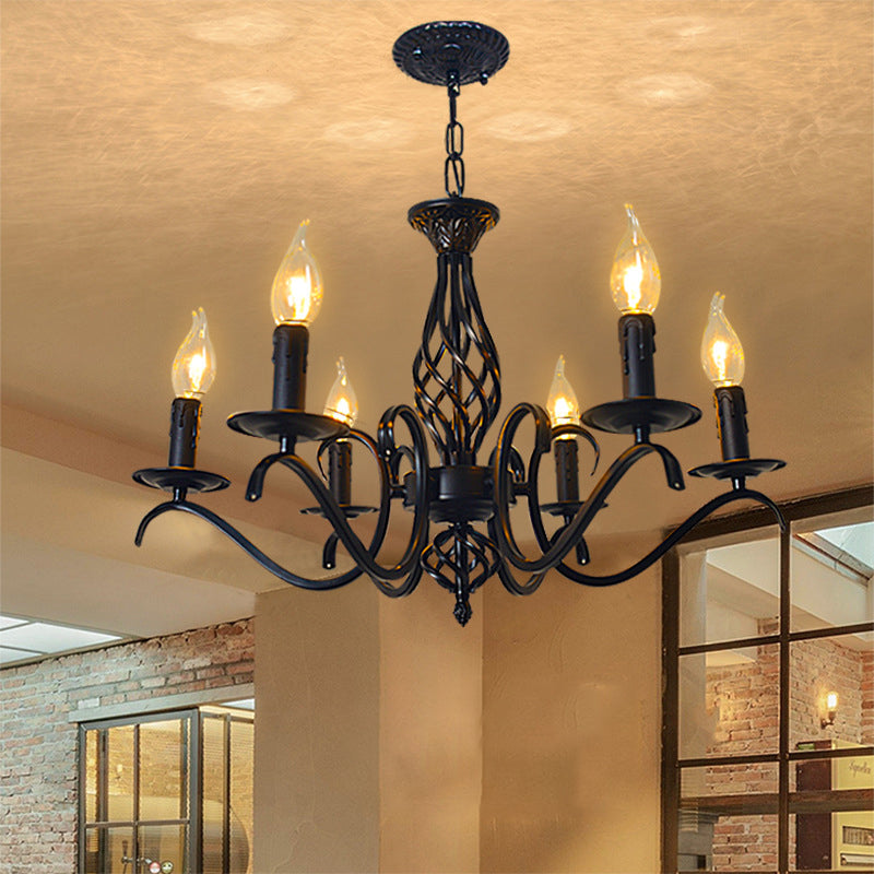Contemporary Industrial Twig Candle Shaped Iron 3/5/6/8/10 Light Chandelier For Living Room