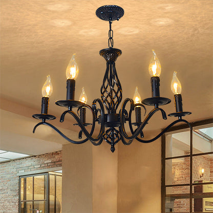Contemporary Industrial Twig Candle Shaped Iron 3/5/6/8/10 Light Chandelier For Living Room