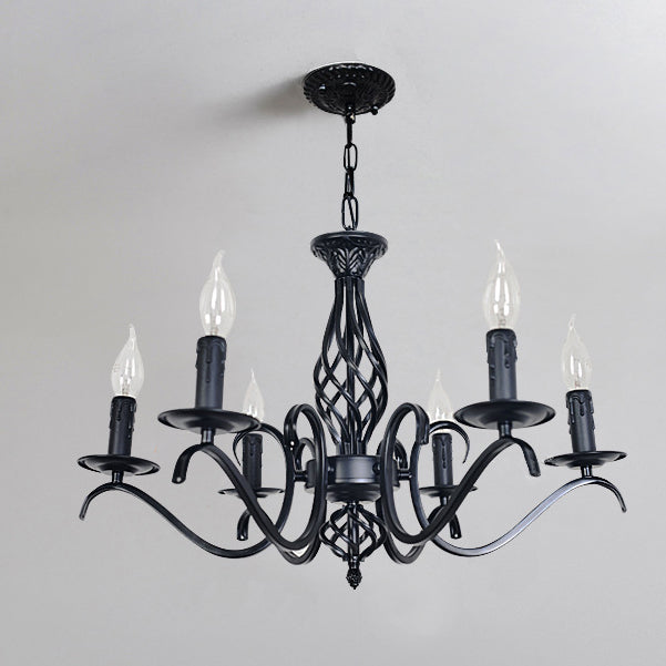 Contemporary Industrial Twig Candle Shaped Iron 3/5/6/8/10 Light Chandelier For Living Room