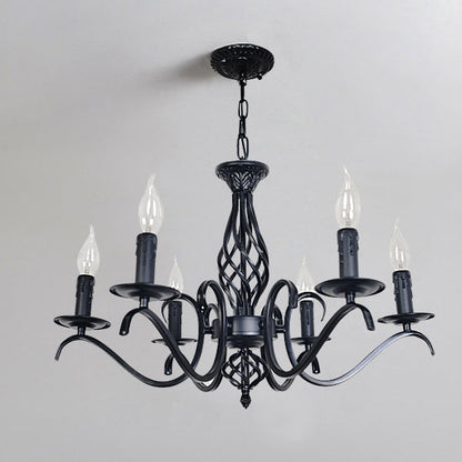 Contemporary Industrial Twig Candle Shaped Iron 3/5/6/8/10 Light Chandelier For Living Room