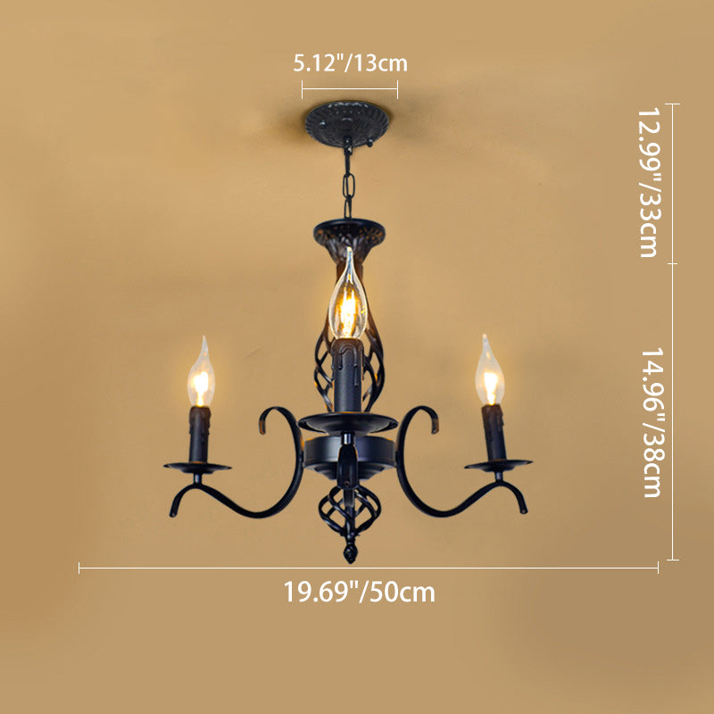 Contemporary Industrial Twig Candle Shaped Iron 3/5/6/8/10 Light Chandelier For Living Room