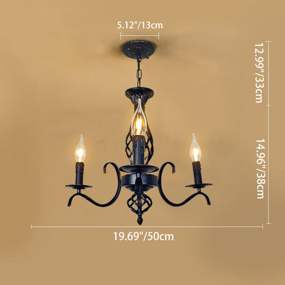Contemporary Industrial Twig Candle Shaped Iron 3/5/6/8/10 Light Chandelier For Living Room