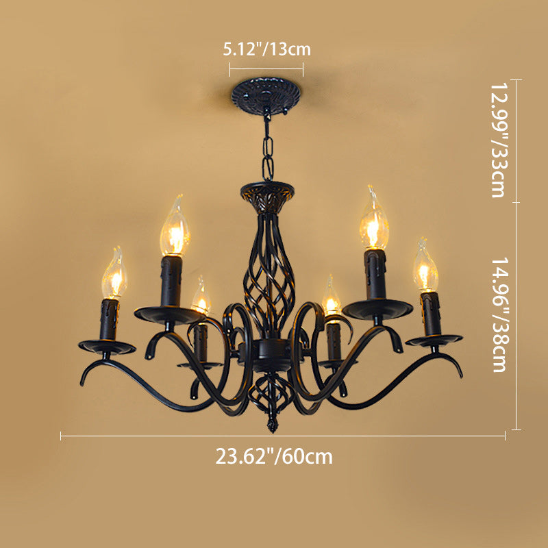 Contemporary Industrial Twig Candle Shaped Iron 3/5/6/8/10 Light Chandelier For Living Room
