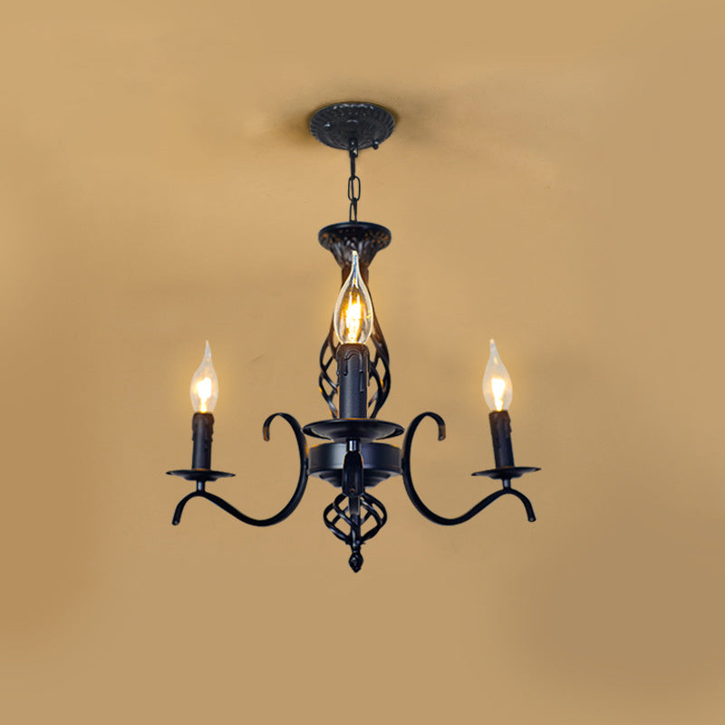 Contemporary Industrial Twig Candle Shaped Iron 3/5/6/8/10 Light Chandelier For Living Room