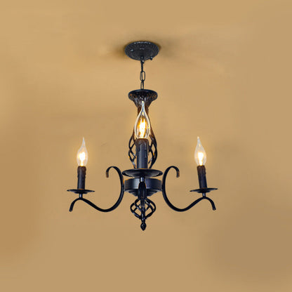 Contemporary Industrial Twig Candle Shaped Iron 3/5/6/8/10 Light Chandelier For Living Room