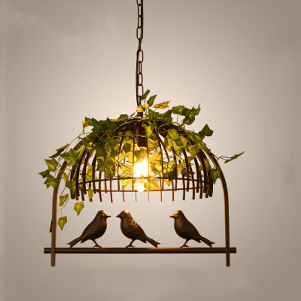 Contemporary Industrial Birdcage Bird Plant Rectangle Linear Iron 1/4 Light Chandelier For Dining Room