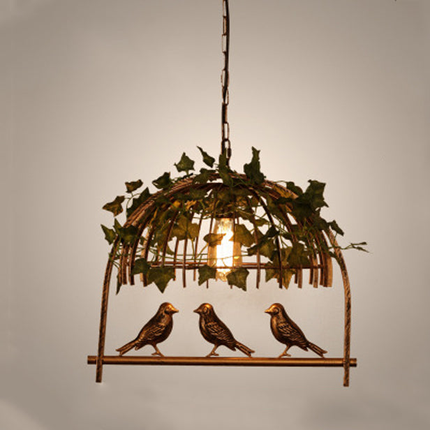Contemporary Industrial Birdcage Bird Plant Rectangle Linear Iron 1/4 Light Chandelier For Dining Room