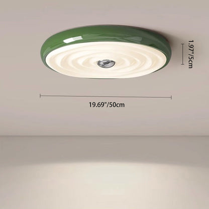 Traditional French Cream Round Iron LED Flush Mount Ceiling Light For Bedroom
