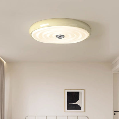 Traditional French Cream Round Iron LED Flush Mount Ceiling Light For Bedroom