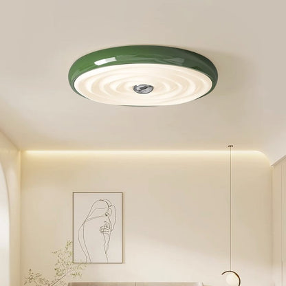 Traditional French Cream Round Iron LED Flush Mount Ceiling Light For Bedroom
