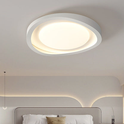 Modern Minimalist Irregular Round Iron Acrylic LED Flush Mount Ceiling Light For Bedroom