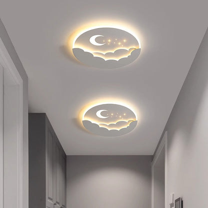 Contemporary Creative Moon Cloud Round Dome Iron Acrylic LED Flush Mount Ceiling Light For Bedroom