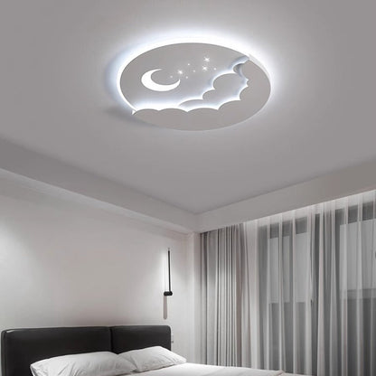 Contemporary Creative Moon Cloud Round Dome Iron Acrylic LED Flush Mount Ceiling Light For Bedroom