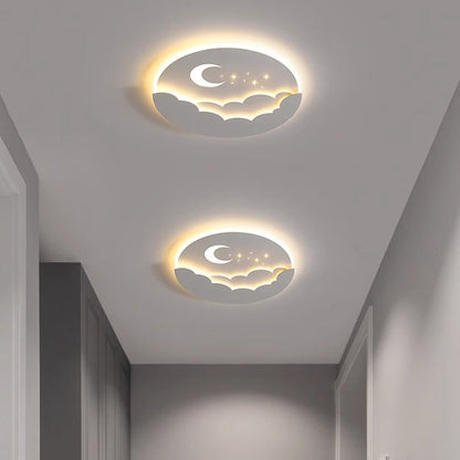 Contemporary Creative Moon Cloud Round Dome Iron Acrylic LED Flush Mount Ceiling Light For Bedroom
