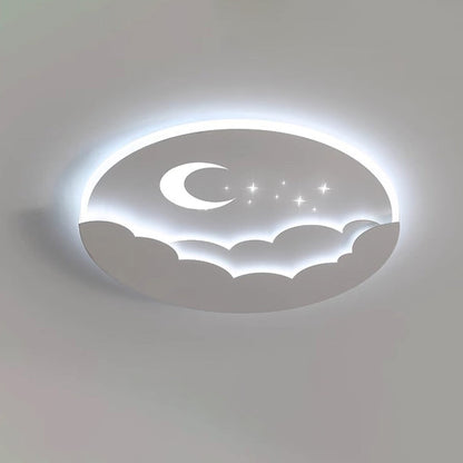 Contemporary Creative Moon Cloud Round Dome Iron Acrylic LED Flush Mount Ceiling Light For Bedroom