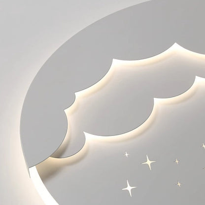 Contemporary Creative Moon Cloud Round Dome Iron Acrylic LED Flush Mount Ceiling Light For Bedroom