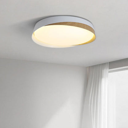 Traditional Japanese Round Dome Iron Acrylic LED Flush Mount Ceiling Light For Bedroom