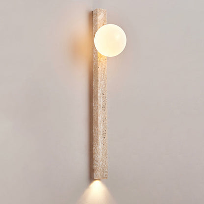 Modern Minimalist Rectangle Linear Yellow Travertine 2-Light Wall Sconce Lamp For Bedroom
