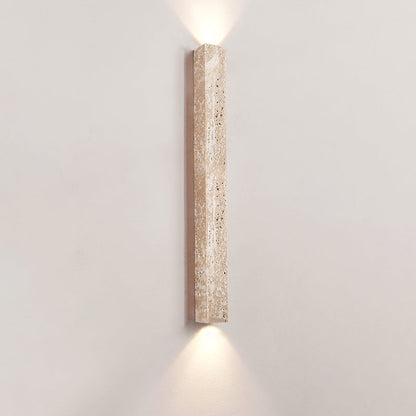 Modern Minimalist Rectangle Linear Yellow Travertine 2-Light Wall Sconce Lamp For Bedroom