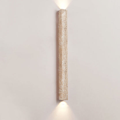 Modern Minimalist Rectangle Linear Yellow Travertine 2-Light Wall Sconce Lamp For Bedroom
