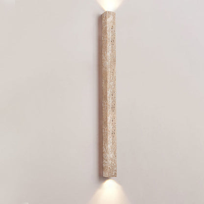 Modern Minimalist Rectangle Linear Yellow Travertine 2-Light Wall Sconce Lamp For Bedroom