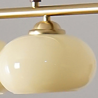 Contemporary Scandinavian Round Linear Iron Wood Glass 3-Light Chandelier For Dining Room