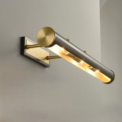 Modern Minimalist Round Cylinder Copper 2-Light Wall Sconce Lamp For Bathroom