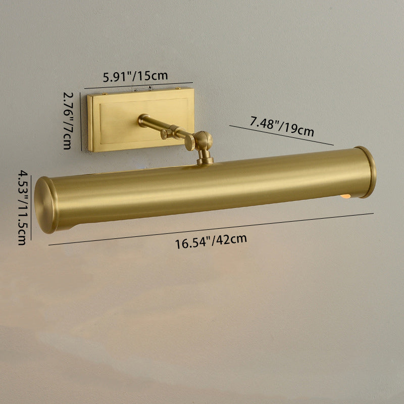 Modern Minimalist Round Cylinder Copper 2-Light Wall Sconce Lamp For Bathroom