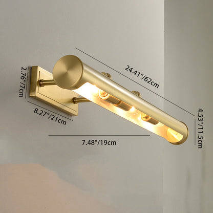 Modern Minimalist Round Cylinder Copper 2-Light Wall Sconce Lamp For Bathroom