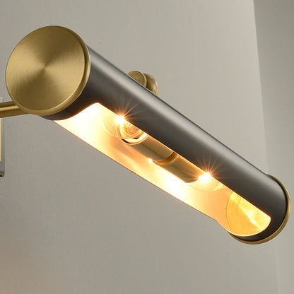 Modern Minimalist Round Cylinder Copper 2-Light Wall Sconce Lamp For Bathroom