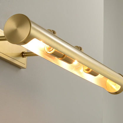 Modern Minimalist Round Cylinder Copper 2-Light Wall Sconce Lamp For Bathroom