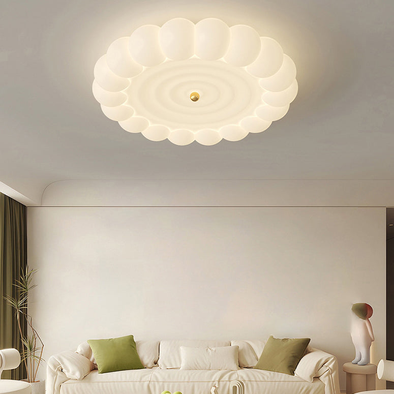 Contemporary Creative Round Iron PE Plastic LED Flush Mount Ceiling Light For Bedroom