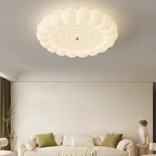 Contemporary Creative Round Iron PE Plastic LED Flush Mount Ceiling Light For Bedroom