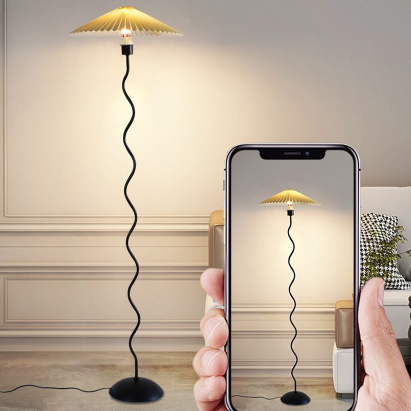 Modern Minimalist Floor Lamp – 1-Light Cone Shade in Iron & Aluminum for Living Room