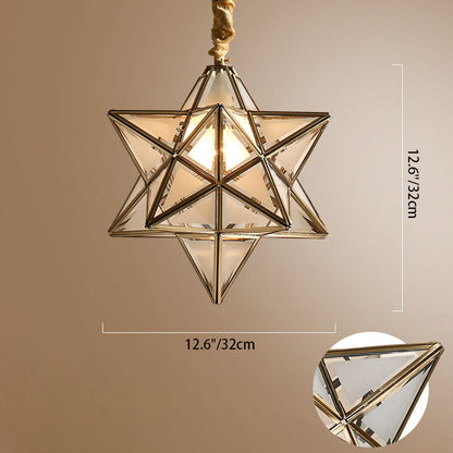 Contemporary Creative Star Copper Glass 1-Light Pendant Light For Bedroom